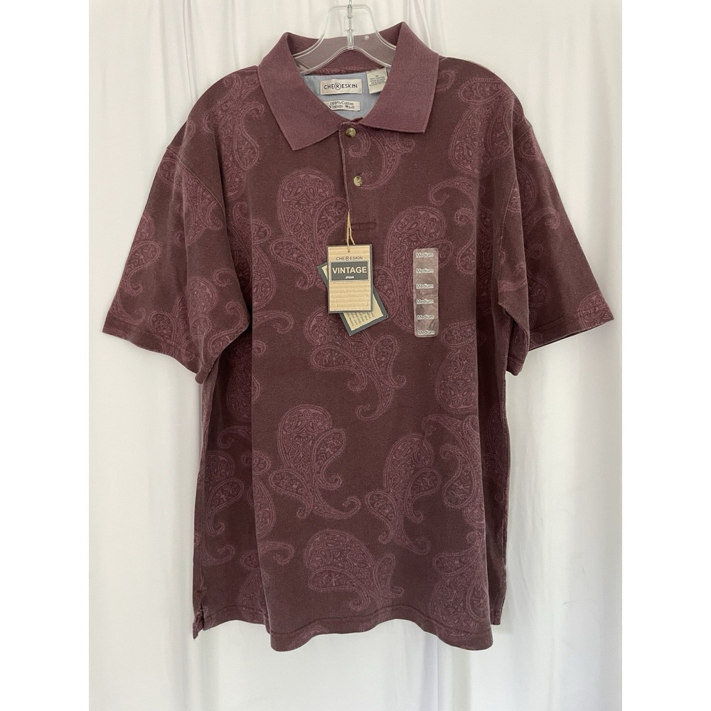 Chereskin Men's Medium Burgundy Knit Pullover Shirt‎ Polo Casual NWT 100% Cotton